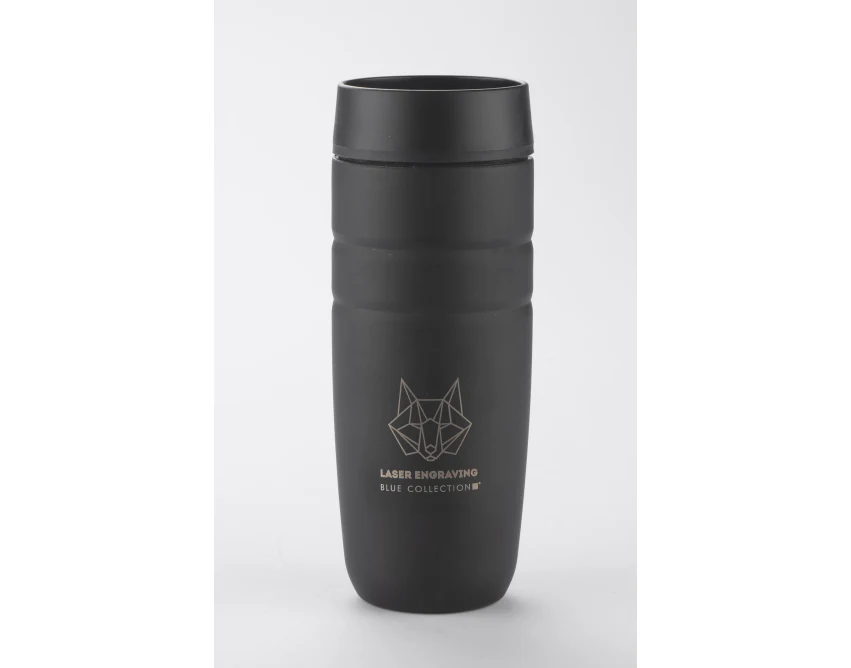 Kubek termiczny z nadrukiem UNIT czarny matowy 350 ml