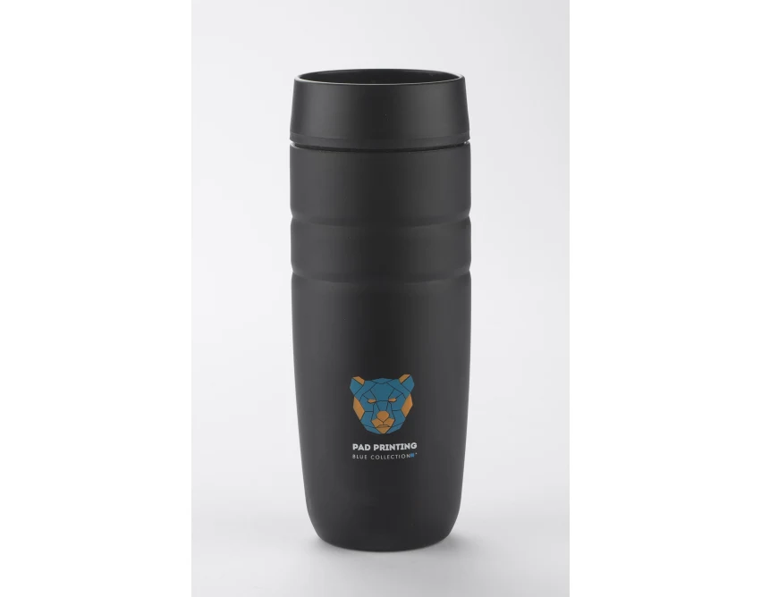 Kubek termiczny z nadrukiem UNIT czarny matowy 350 ml