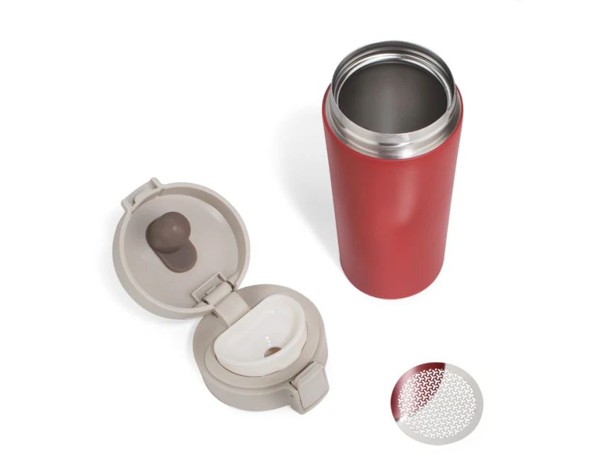 STAR kubek termiczny z sitkiem 350 ml czerwony