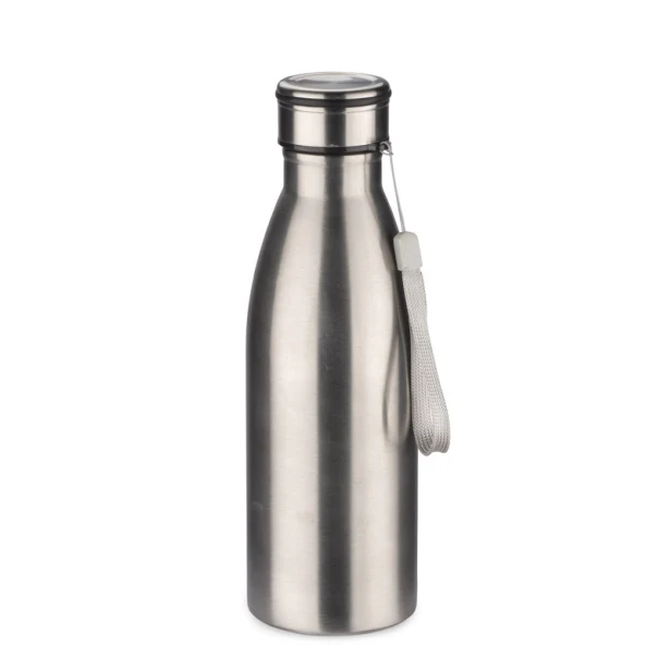 KONRA butelka z nadrukiem stalowa srebrna 600 ml