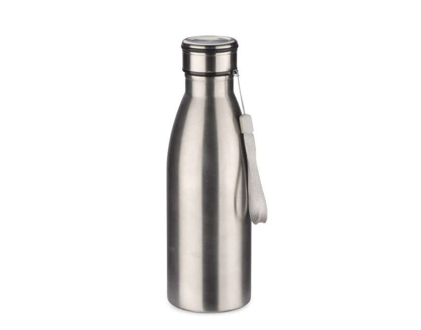 KONRA butelka z nadrukiem stalowa srebrna 600 ml