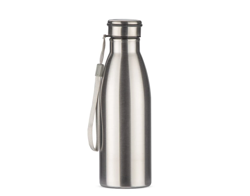 KONRA butelka z nadrukiem stalowa srebrna 600 ml