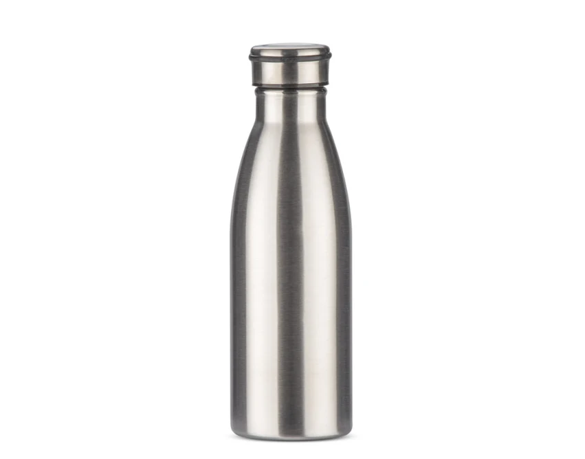 KONRA butelka z nadrukiem stalowa srebrna 600 ml