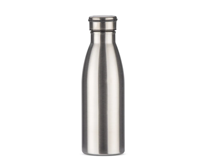 KONRA butelka z nadrukiem stalowa srebrna 600 ml