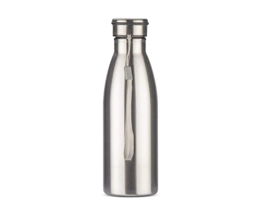 KONRA butelka z nadrukiem stalowa srebrna 600 ml