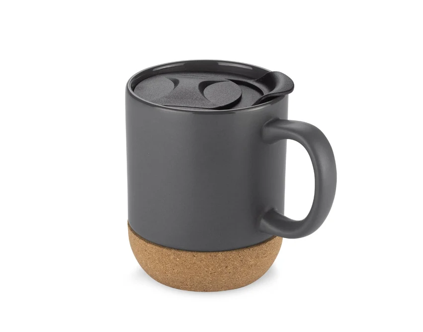 Kubek ceramiczny SOFTEL z przykrywką, korkowy spód