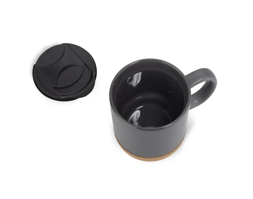 Kubek ceramiczny SOFTEL z przykrywką, korkowy spód
