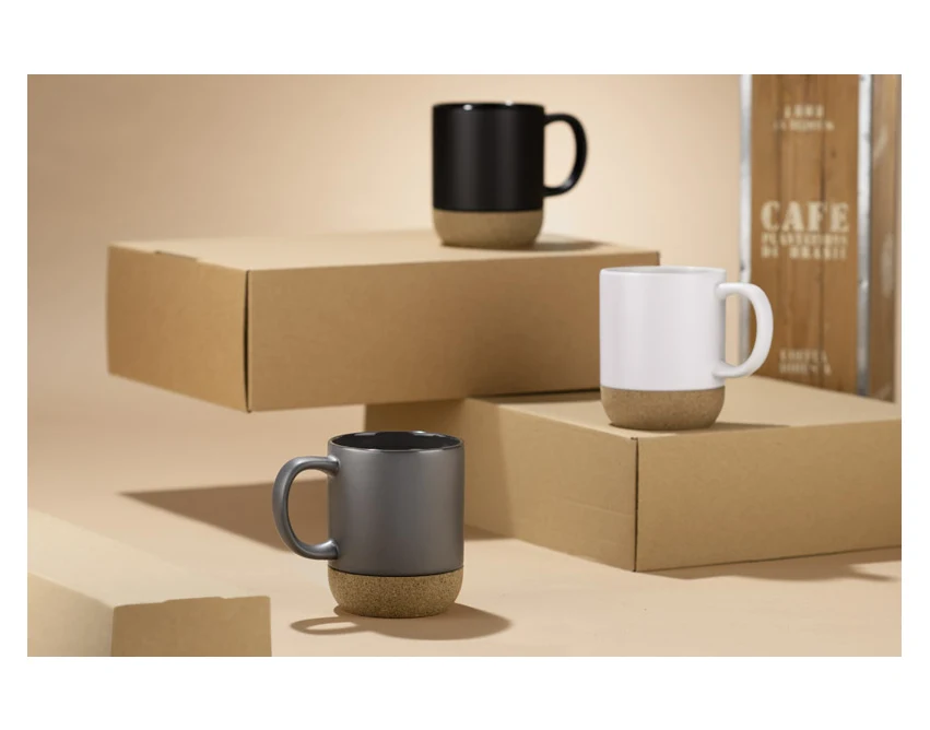 Kubek ceramiczny SOFTEL z przykrywką, korkowy spód
