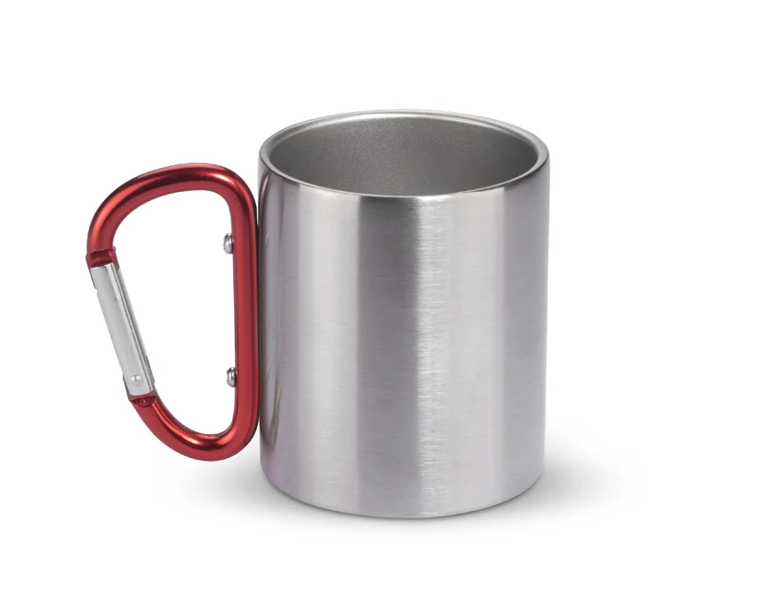 CAMPIC kubek metalowy z grawerem 200 ml, karabińczyk