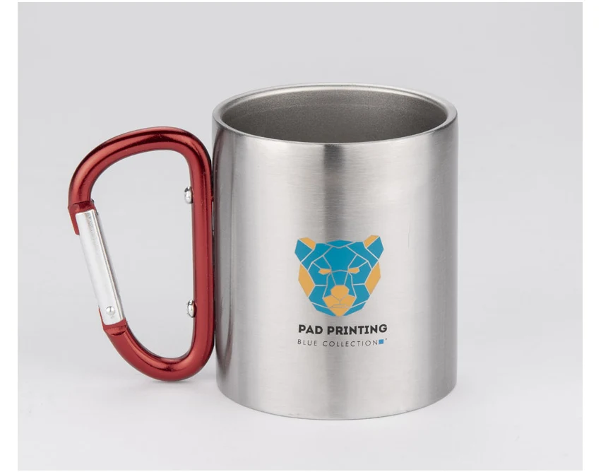 CAMPIC kubek metalowy z grawerem 200 ml, karabińczyk