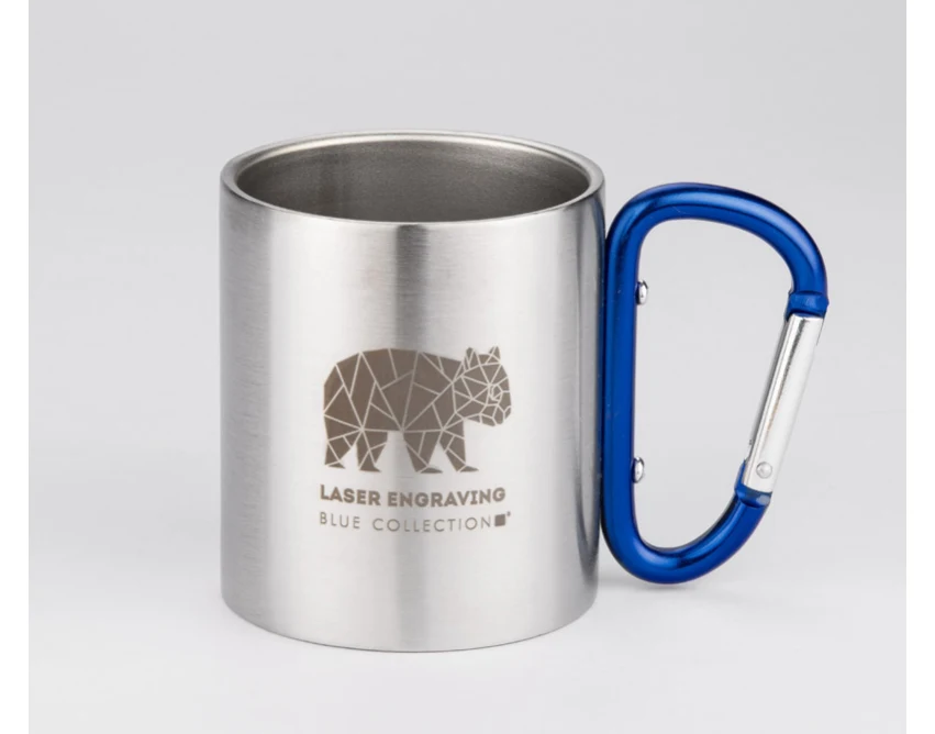 Kubek metalowy z logo CAMPIC 200 ml z karabińczykiem