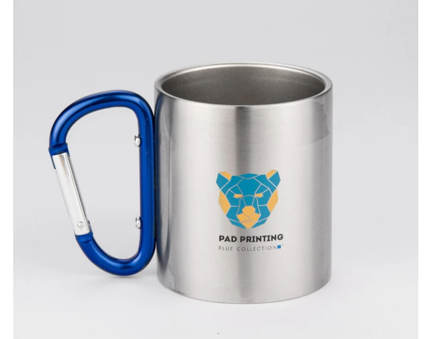 Kubek metalowy z logo CAMPIC 200 ml z karabińczykiem