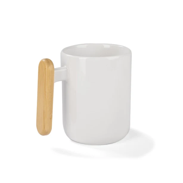 VAYS kubek ceramiczny z logo firmy, bambusowy uchwyt