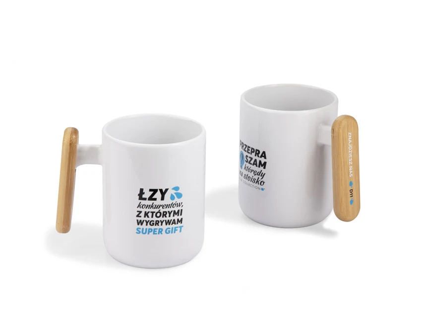 VAYS kubek ceramiczny z logo firmy, bambusowy uchwyt