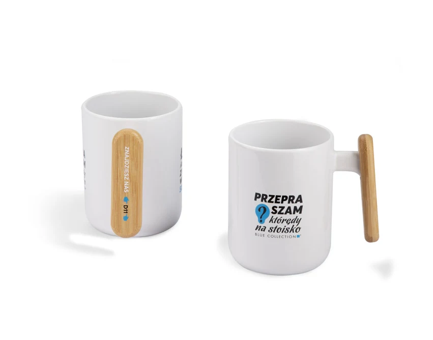 VAYS kubek ceramiczny z logo firmy, bambusowy uchwyt
