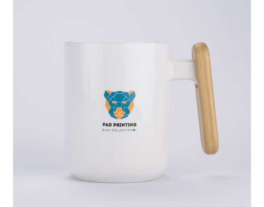 VAYS kubek ceramiczny z logo firmy, bambusowy uchwyt