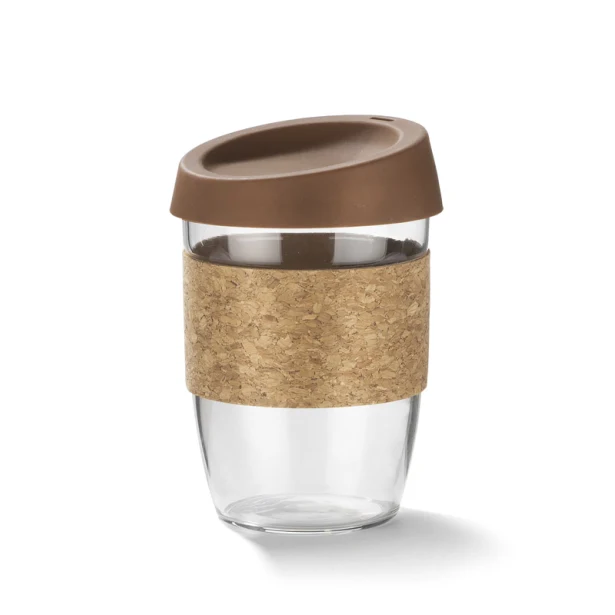 Kubek szklany do kawy SKLO 380 ml z korkiem