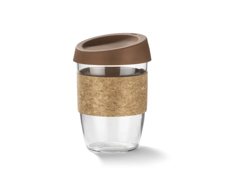 Kubek szklany do kawy SKLO 380 ml z korkiem