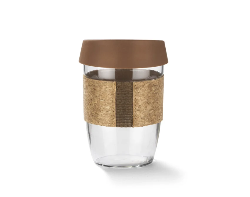 Kubek szklany do kawy SKLO 380 ml z korkiem