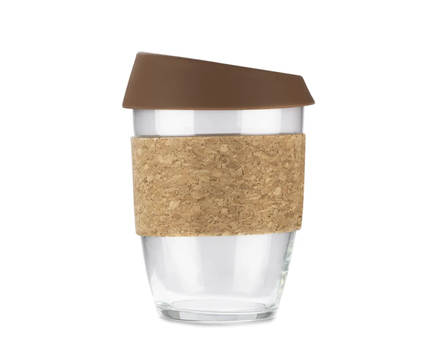 Kubek szklany do kawy SKLO 380 ml z korkiem