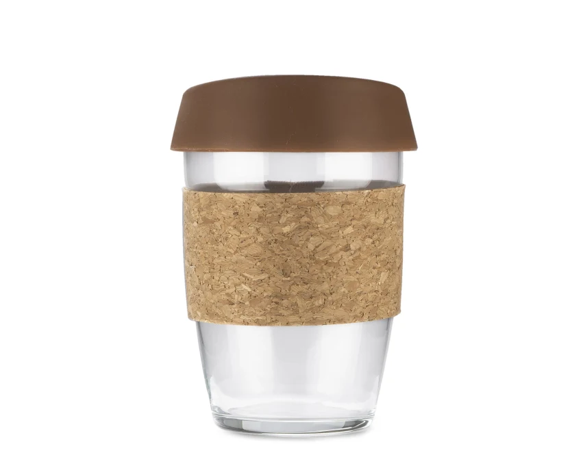 Kubek szklany do kawy SKLO 380 ml z korkiem