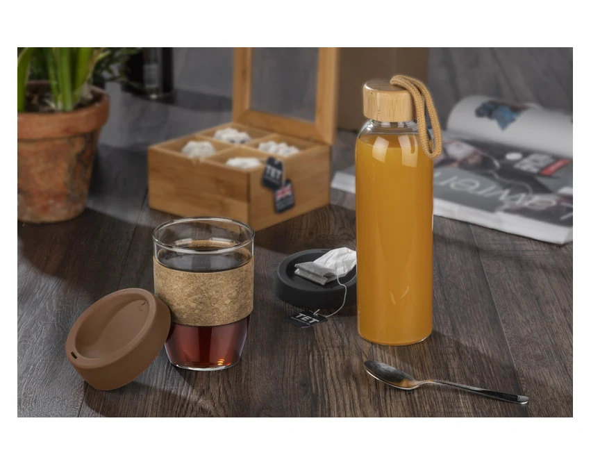 Kubek szklany do kawy SKLO 380 ml z korkiem