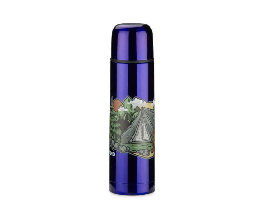Termos VARMO 500 ml z logo niebieski stalowy