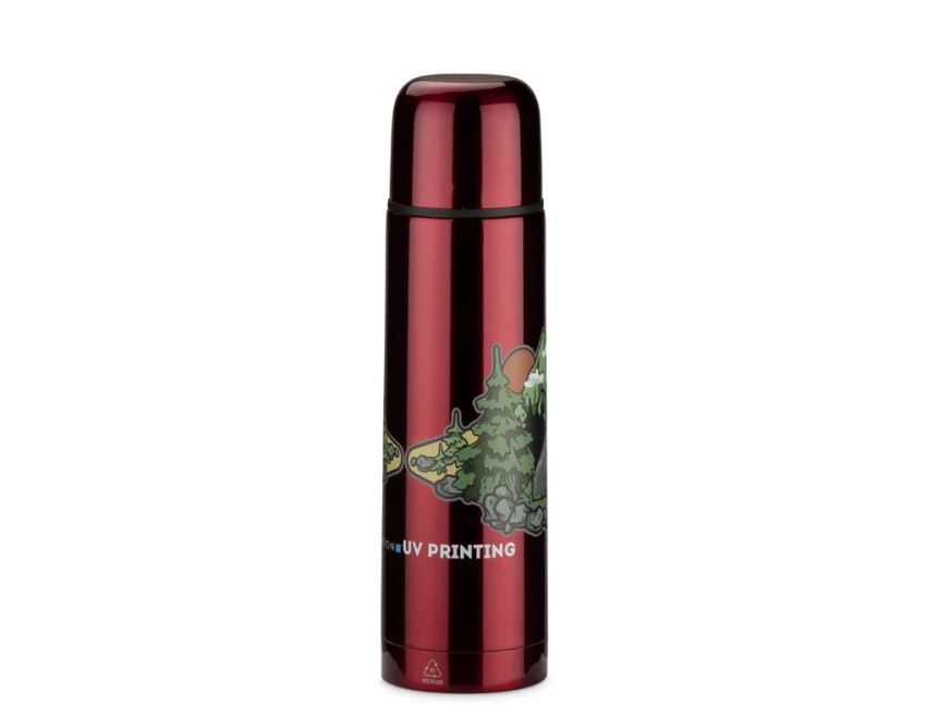 Termos VARMO 500 ml z logo – czerwony, próżniowy