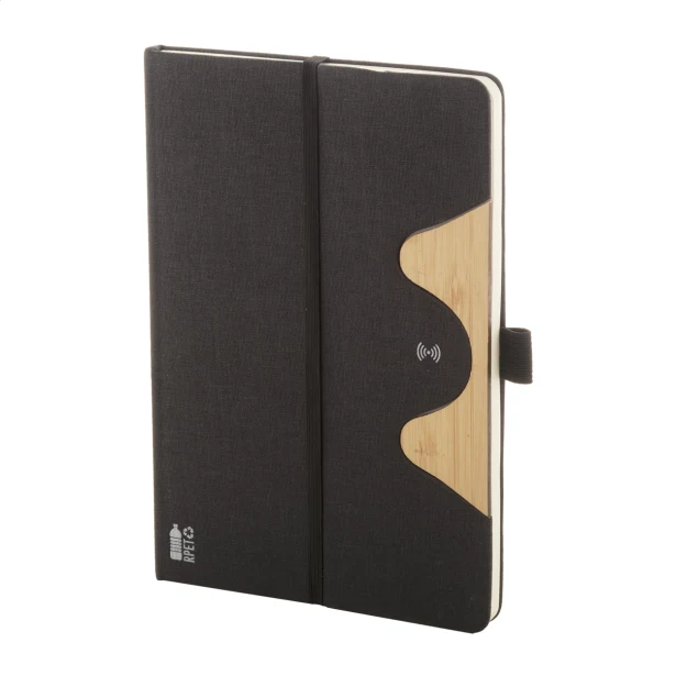 Notes A5 z logo RPET z ładowarką indukcyjną 15 W