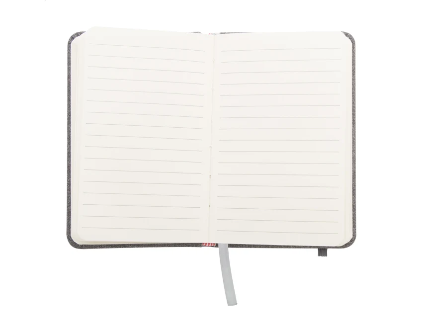 Notes reklamowy A6 skórzany PU z gumką szary