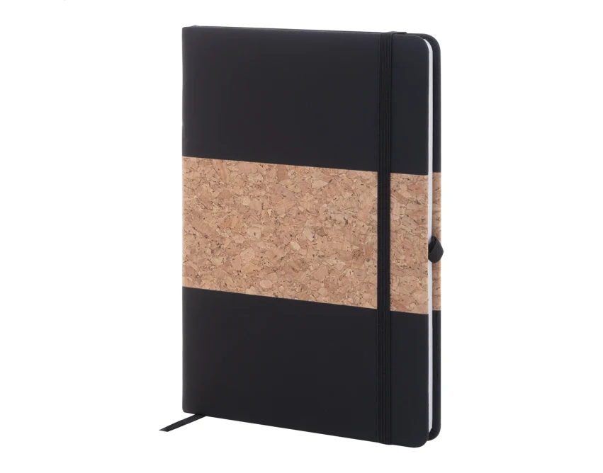 Notes korkowy A5 z nadrukiem, z gumką i uchwytem