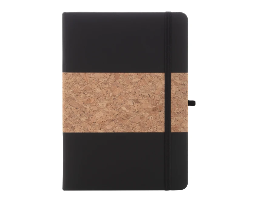 Notes korkowy A5 z nadrukiem, z gumką i uchwytem