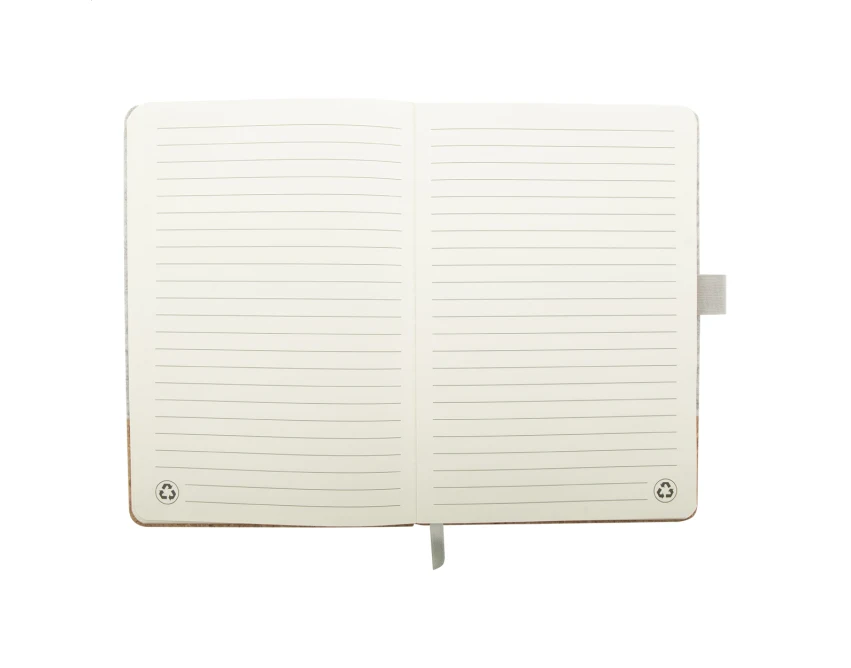 Notes korkowy A5 z logo, filc rPET, z gumką