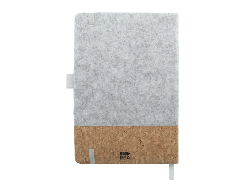 Notes korkowy A5 z logo, filc rPET, z gumką