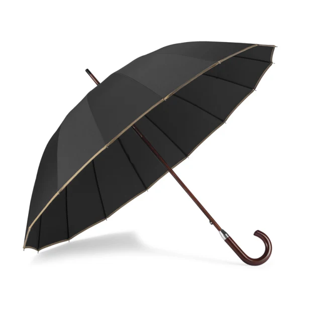Parasol EVITA 16-panelowy z drewnianą rączką czarny