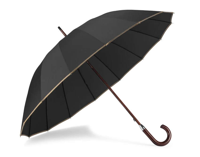 Parasol EVITA 16-panelowy z drewnianą rączką czarny