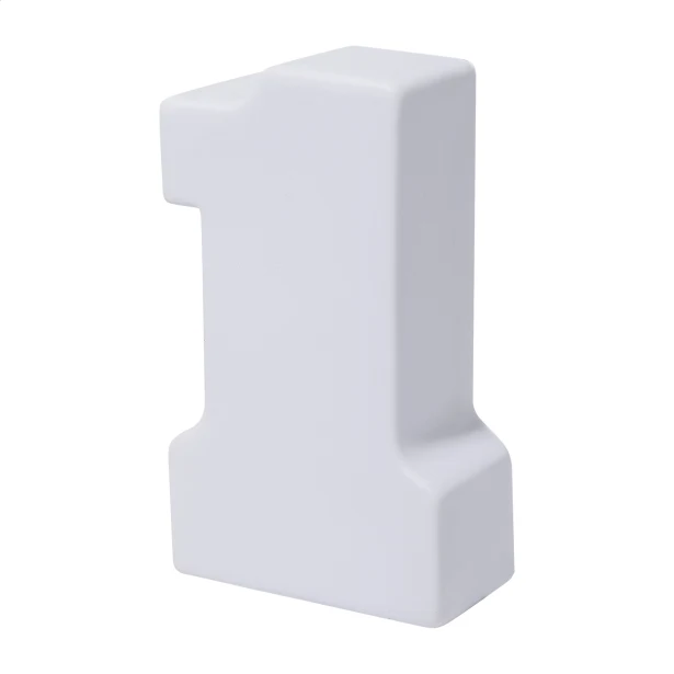 Antystres reklamowy cyfra 1 biały PU 54×94 mm