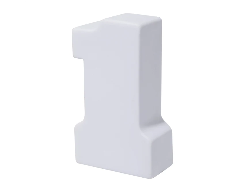 Antystres reklamowy cyfra 1 biały PU 54×94 mm