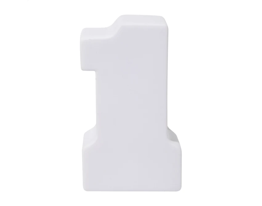 Antystres reklamowy cyfra 1 biały PU 54×94 mm