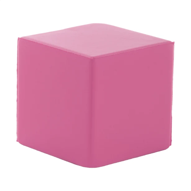 Antystres reklamowy Cubix 45 mm różowy z pianki PU
