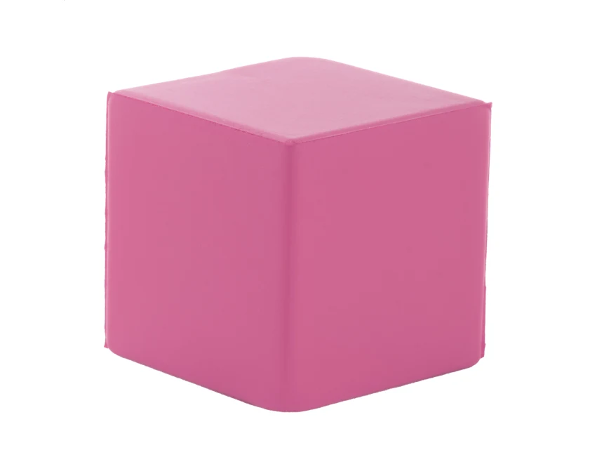Antystres reklamowy Cubix 45 mm różowy z pianki PU