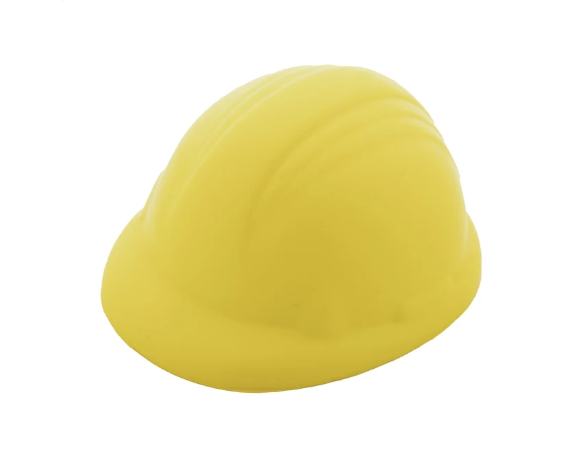 Antystres reklamowy kask PU żółty 86×72×46 mm