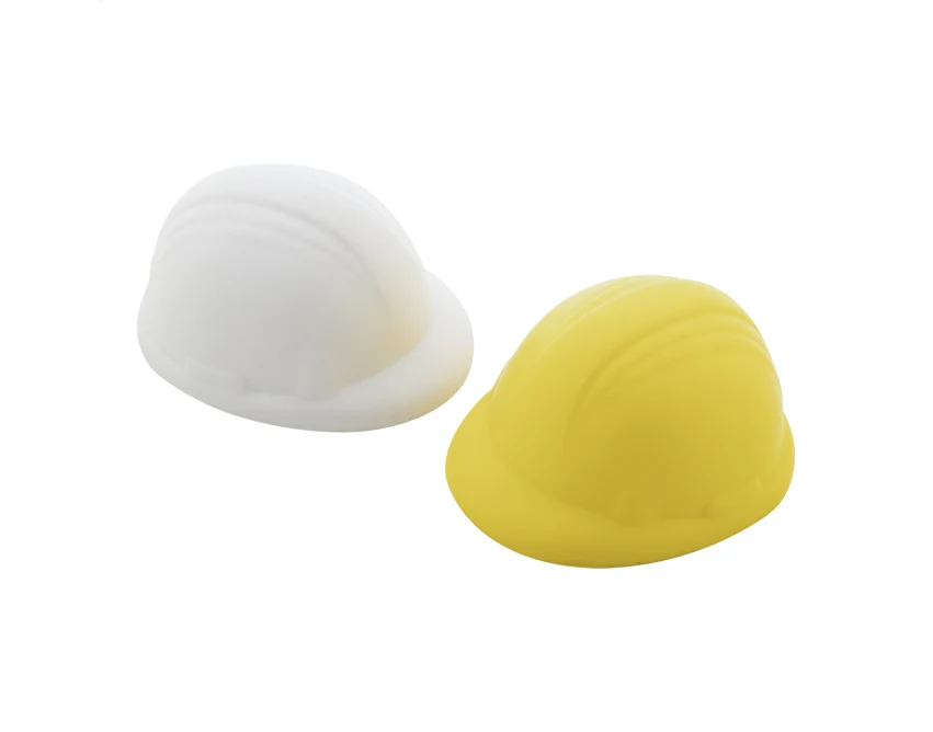 Antystres reklamowy kask PU żółty 86×72×46 mm