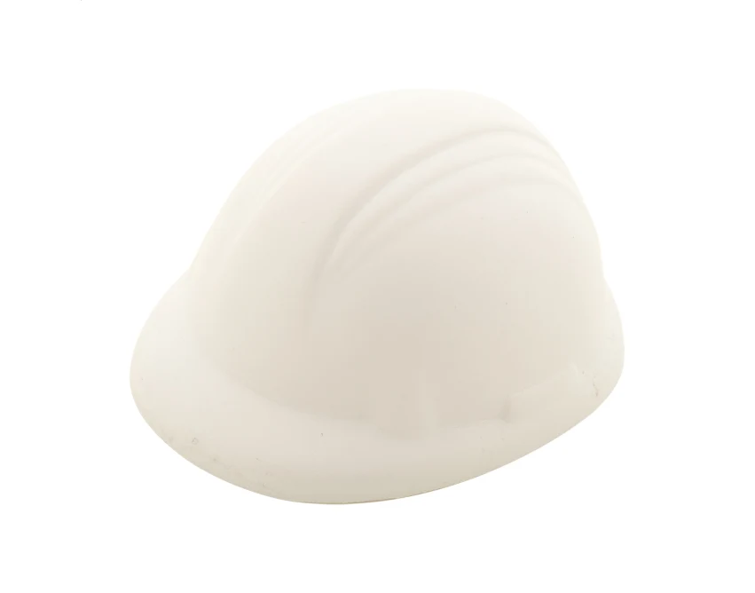 Biały antystres z nadrukiem – kask PU 86×72 mm