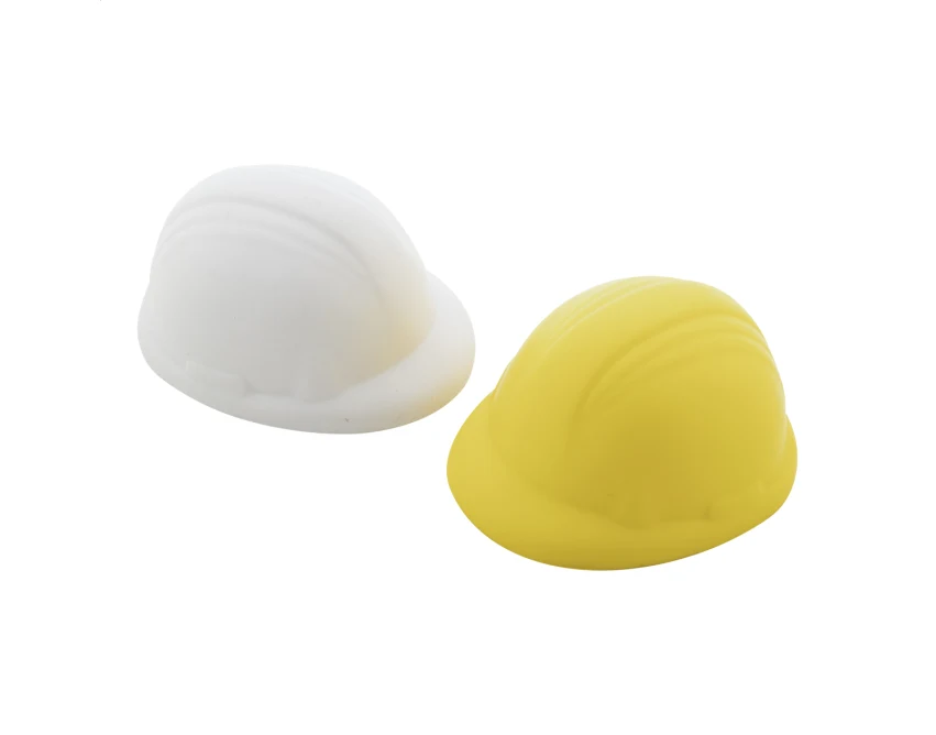 Biały antystres z nadrukiem – kask PU 86×72 mm
