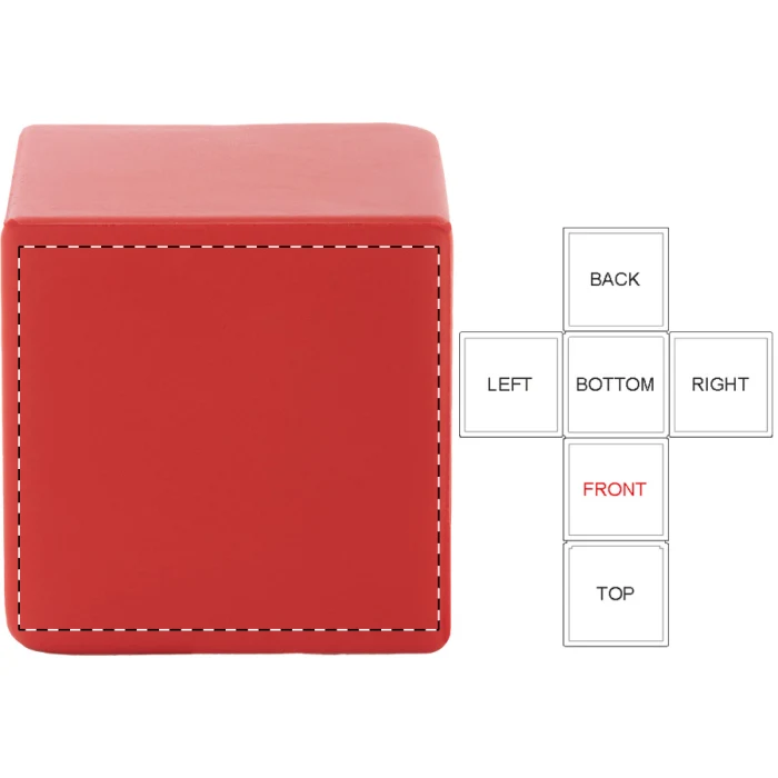 Schemat znakowania dla Grawerowanie laserowe (personalizacja) - NE1 na gadżecie: Antystres reklamowy kostka PU 45 mm czerwony