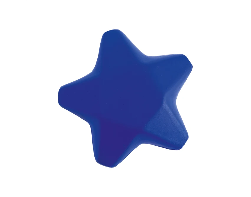 Antystres z logo gwiazda PU niebieski 75×75 mm