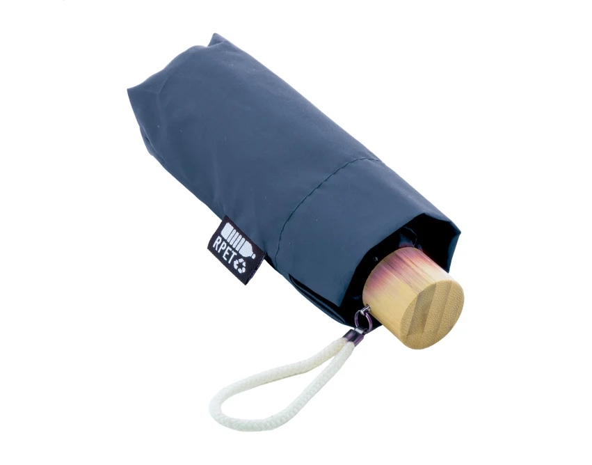 Parasol reklamowy mini RPET z bambusową rączką