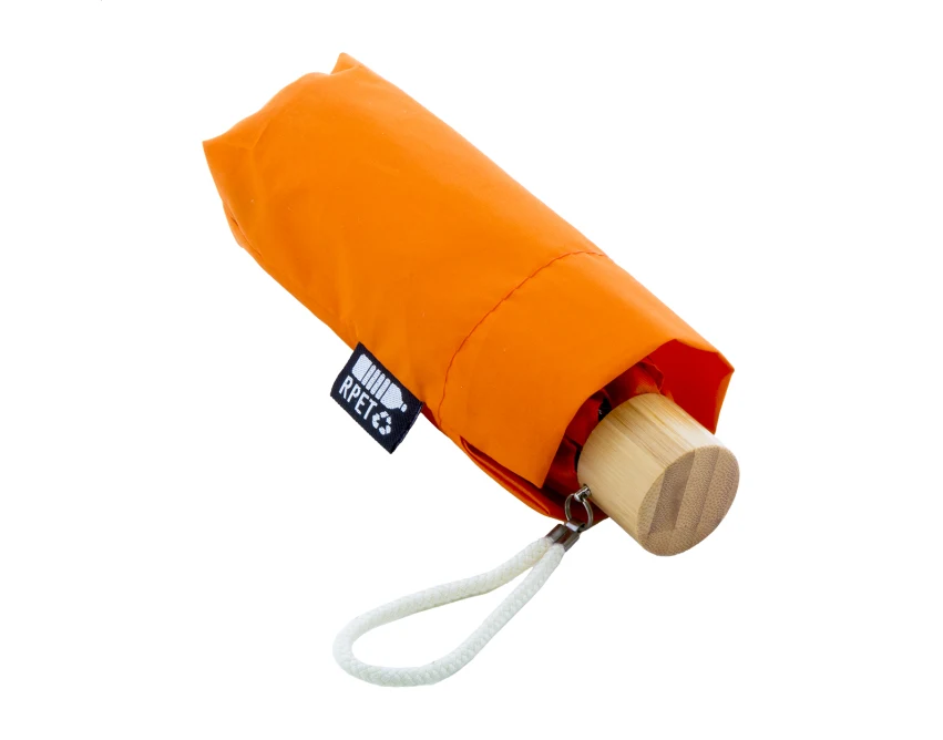 Parasol reklamowy mini rPET z logo, bambusowa rączka