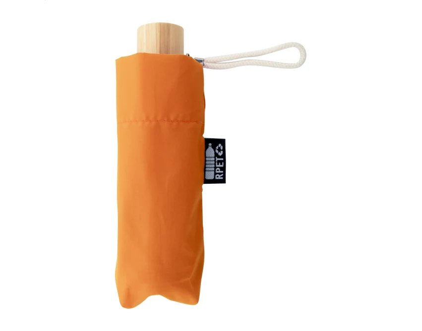 Parasol reklamowy mini rPET z logo, bambusowa rączka